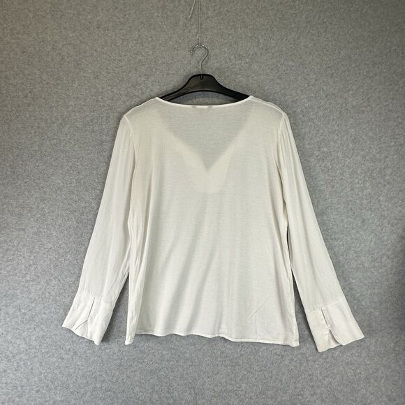 Massimo Dutti Top Medium White Womens Blend Long Sleeve V-neck Casual‎ Pintuck - Picture 7 of 12
